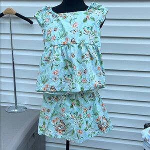 Gymboree Floral Bird Print Kids Matching Set - Light Blue and Multicolor